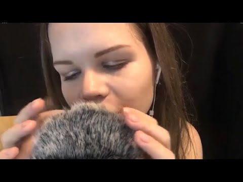 ASMR | Fluffy Mic + Inaudible / Unintelligible Whispering | Binaural