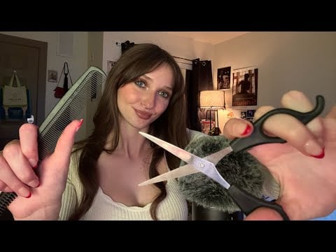 ASMR Giving You A Relaxing Haircut! (Personal Attention, Scissors, Scalp Massage, Hair Combing)