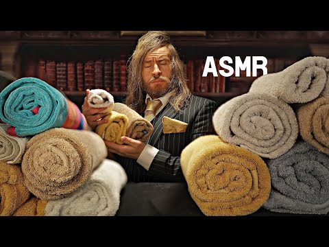 [ASMR] Rude English Gentleman's LUXURY Towel Care (folding, steaming, spraying)