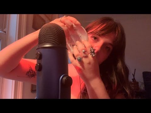 relax and unwind asmr (tapping, lotion, wood, books)