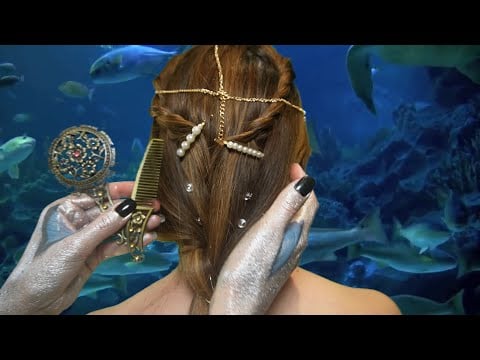 ASMR Hair play and scratch | Mean mermaid styles your hair (whisper) - The cruel prince RP