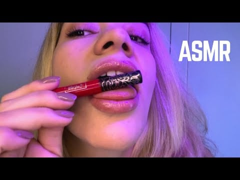 ASMR FAST Spit Painting Gloss + Mouth Sounds | sons molhados de gloss e toque na tela 