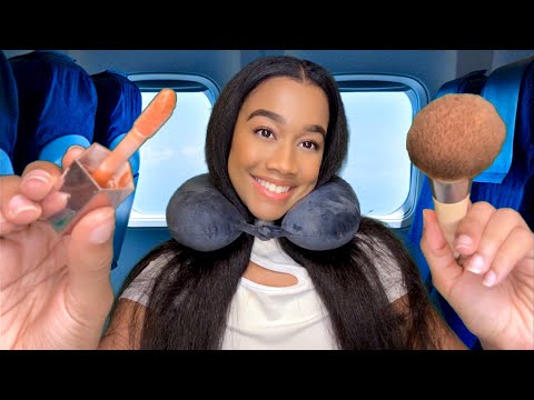 ASMR The Lady On The Plane Does Your Make-up ✈️💄 ASMR Make-up Role-play