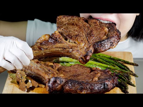 ASMR MUKBANG | Tomahawk Steak and Asparagus | Cooking and Eating Sounds