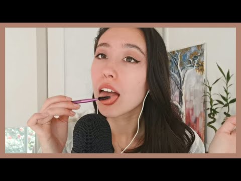 8-minute ASMR || Spit Painting, Finger Licks, Testing brushes on you