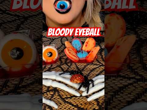 Blood covered gummy eyeball 🫣#asmr #gummy #candy #fallintoshorts