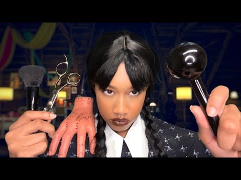 ASMR Wednesday Addams Gives You a Makeover (You’re Her New Roommate) 💄🖐🏽 ASMR Make-up Application