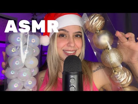 ASMR MOSTRANDO MINHAS COMPRAS PARA A ÁRVORE DE NATAL