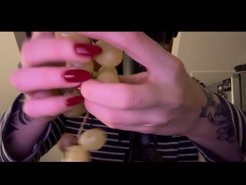 Asmr eating grapes , chocolate raspberries and more 