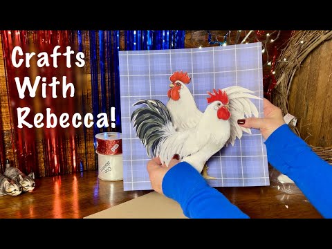 Crafting with Rebecca! (No talking version) Americana Chicken wreath for the 4th of July~ASMR