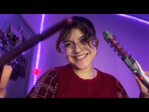 ASMR ~ Cabeleireira fazendo penteado no seu cabelo