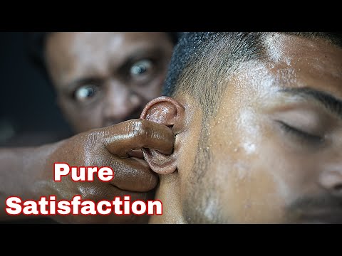 The Most Satisfying Foch Foch Ear Finger By Big Eyes Barber | ASMR Ear & Head Massage With Cracking