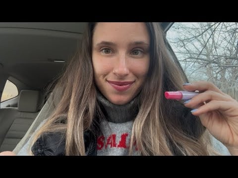 ASMR in the car | Doing Your Lipgloss 💄 (personal attention + lofi tongue clicking)