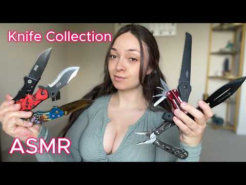 ASMR Knife Collection | Tactical, Pocket & Throwing Knives | Whispered Tapping