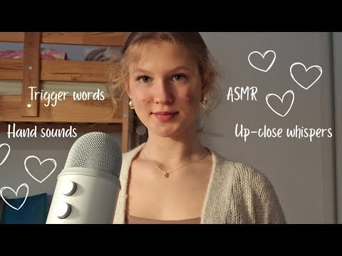 ASMR| German trigger words, up-close whispers, hand sounds, mic brushing, and more!! ♡♡