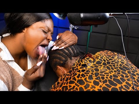 ASMR✨GUM SOUND HEAD SPITTING MASSAGE, AGGRESSIVELY FAKE SPIT PAINTING, LONG NAILS SCALP SCRATCHING.