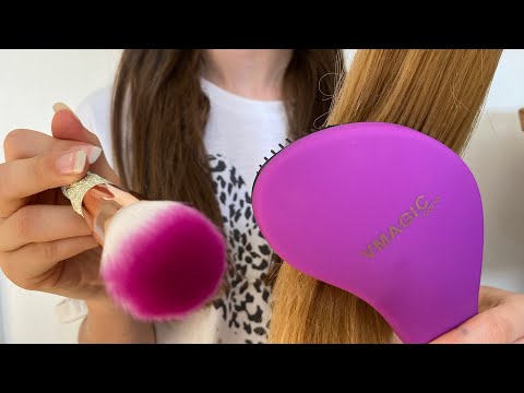 ASMR Doing your makeup + brushing your hair-REAL HAIR | actual camera touching | lo-fi | no talking