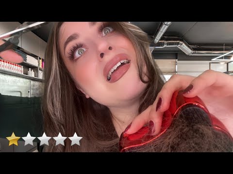 ASMR deutsch Am schlechtesten bewerteter Friseur Roleplay💇🏽‍♀️ Billigfriseur schneidet deine Haare