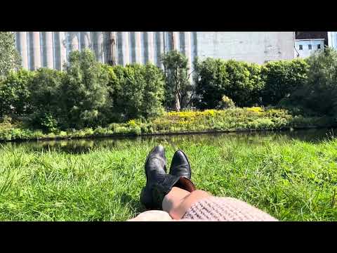 ASMR cowgirl boots resting in the sun by the falls relaxing