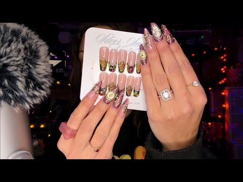 asmr/ my new PRESS ON NAILS 💅🏼😍🤎✨