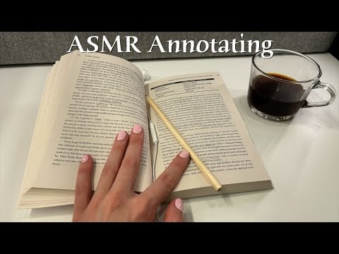 ASMR 🌙 Annotating a book - Annotating with a pencil and paper sounds w/ earphone mic (no talking)
