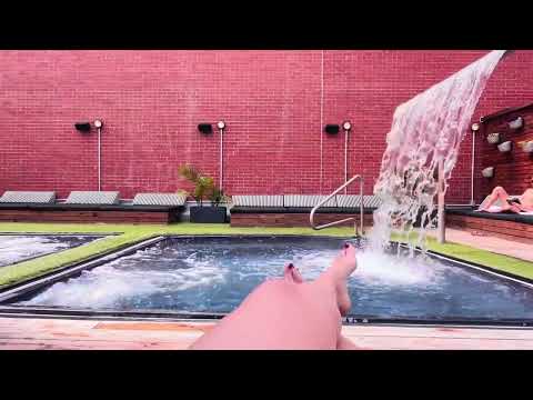 ASMR bare feet by the pool water flow sounds keeping cool