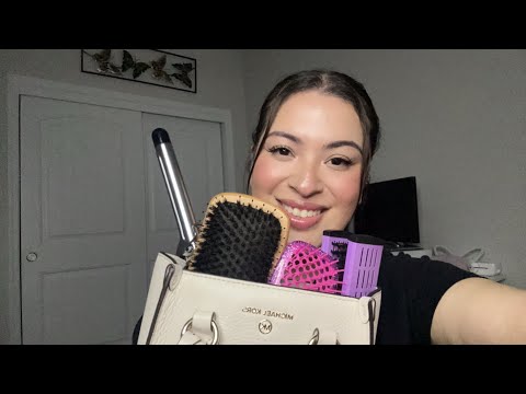 ASMR| Girl sitting behind you styles your hair in class- personal attention ✨