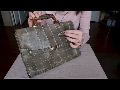 ASMR Vintage Purse Sounds ~ Faux Crocodile Leather ~ Tapping, Scratching, Tracing