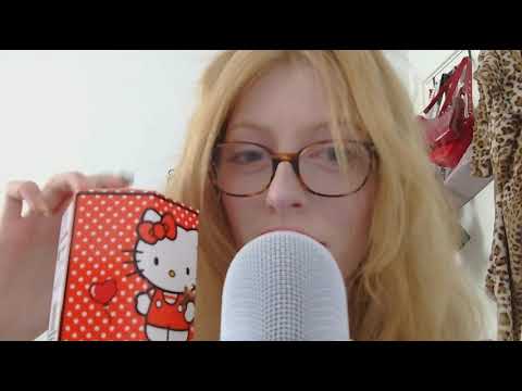 (asmr) eating hello kitty biscuits & rambling