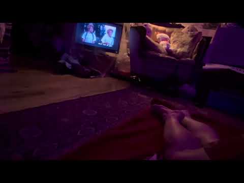 ASMR watching TV bare feet in furry blanket