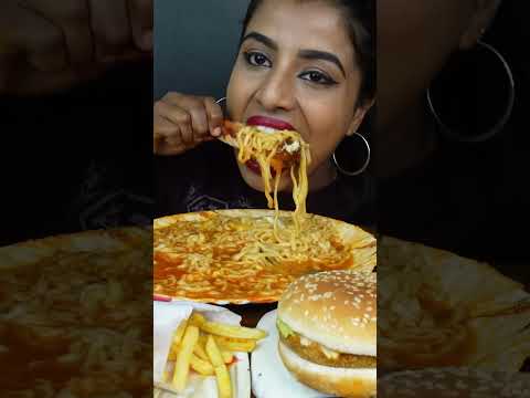 ASMR Eating Spicy BBQ Chicken,Cheesy Noodles,Nuggets,Burger,Manchurian,Leg Piece ASMR Eating Mukbang