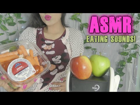 ♡ ASMR Whisper Eating Sounds ♥♥🍎🍏 Apples, Veggies Dip 🥕🥕🥕🥦🍅♡