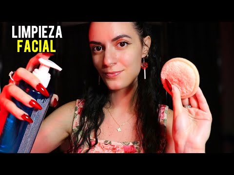 ASMR español LIMPIEZA FACIAL y Masaje en tu carita (soft spoken)