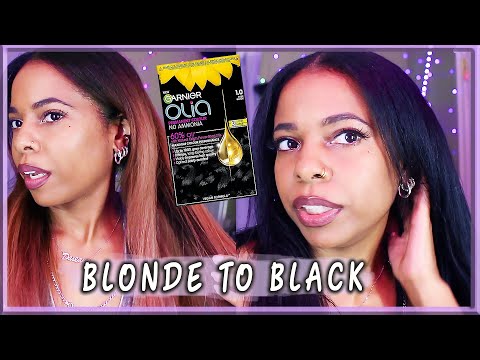 BLONDE TO BLACK | Dying My Hair Jet Black (with a tint of purple)