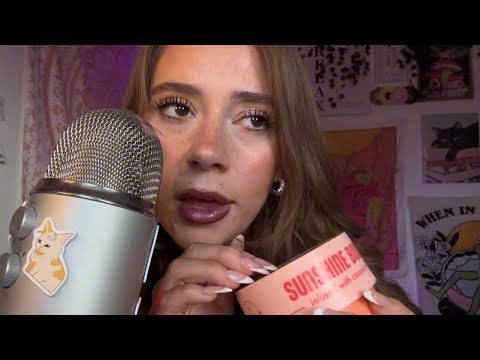 Slow ASMR mouth sounds , crinkly tape on mic , rhythmic tapping 🌸