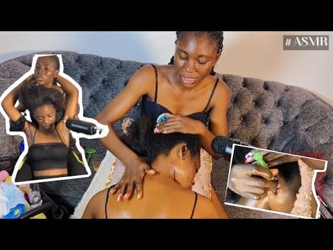 ASMR EAR EATING, EAR LICKING, NAPE, BACK ARMPIT MASSAGE, HEAD MASSAGE AND OILING 