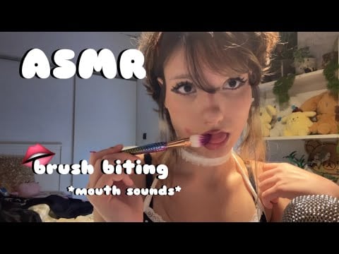 𑣲ASMR || brush biting 🖌️ *mouth sounds*