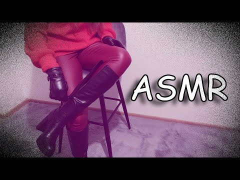 ASMR Leather pants & high boots | SCRATCHING & TAPPING |