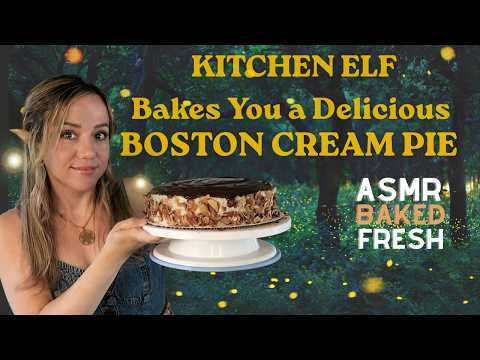 ASMR Kitchen Elf Bakes You a Delicious Boston Cream Pie | Whispered | Satisfying |  Vegan 🎂🧝‍♀️