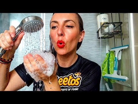 ASMR HAIR WASH - WETCLOTHES - WETLOOK - CHEETOS T-SHIRT - SHOWER AND FOAM SOUNDS 
