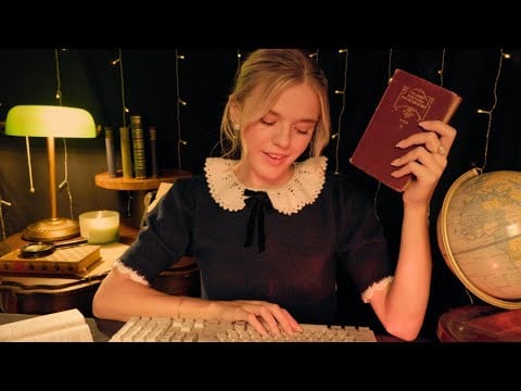 ASMR Library Roleplay 📚 Fireplace Crackle Ambiance For Studying 🪵