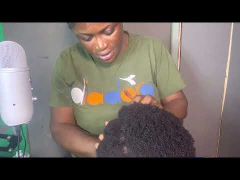 ASMR✨NO GUM CHEWING, SOFT WHISPER SCALP SCRATCHING AND HAIR GREASING ON MY HUSBAND.