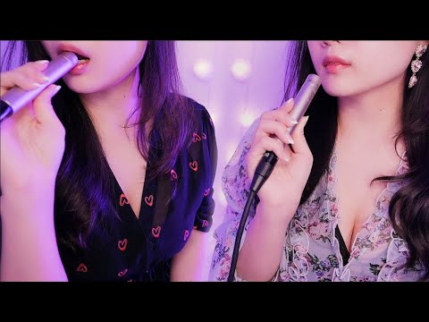 ASMR twin  mouth sounds  + trigger words + inaudible whispers 💋