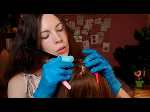ASMR Itchy Scalp Check & Hair Parting (Dandruff & Eczema Treatment)
