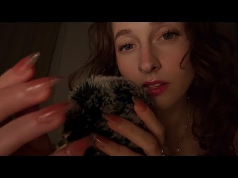ASMR crunchy mouth sounds with layered ear to ear scratches and fluffy mic
