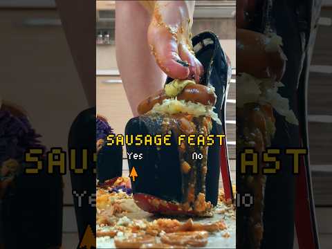 Bare Feet Crushing Food in Heels: Pea vs. Sausages! Oddly Satisfying! ASMR