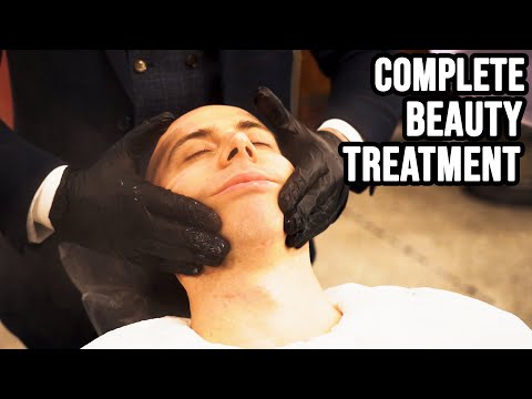 MAN BEAUTY TREATMENT 💈 SHAVE and BLACK MASK 💈 ITALIAN BARBER  💈 ASMR no talking