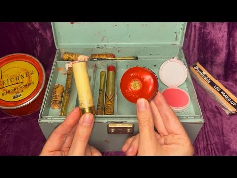 ASMR Vintage Makeup Haul (Whispered, Swatching)