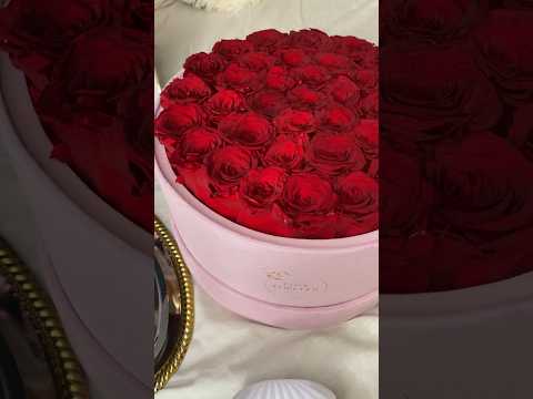 ASMR - Red 36 Roses Pink Suede Velvet Box From @RoseForeverNewYork #asmrshorts #rose