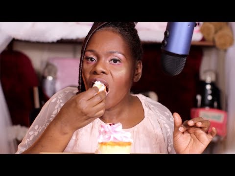 ASMR Moist Cute Cup Cake Eating Sounds